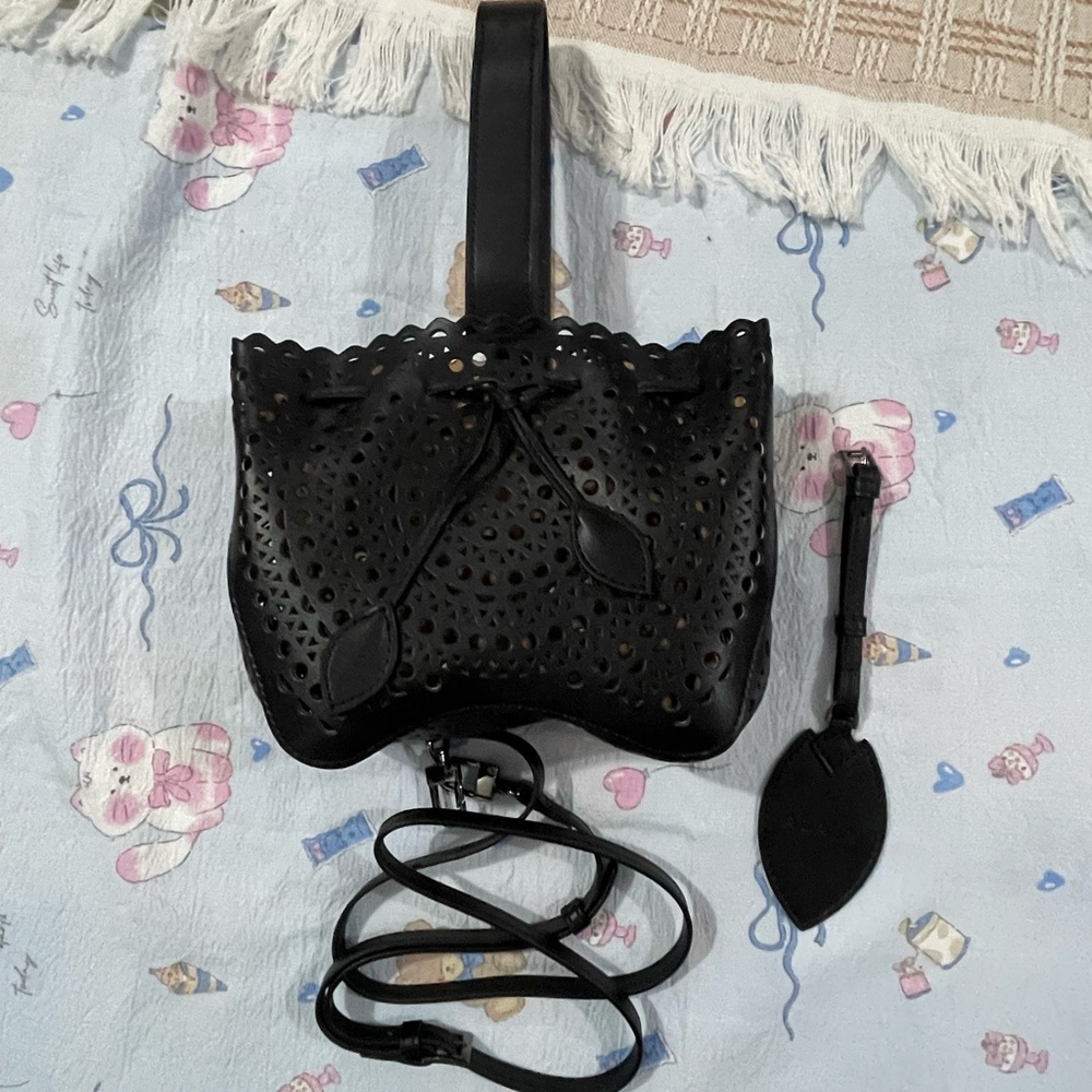 Alaïa Black Laser-Cut Leather Crossbody Bag